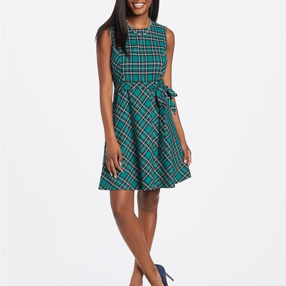 Draper James Green Plaid Midi Dress